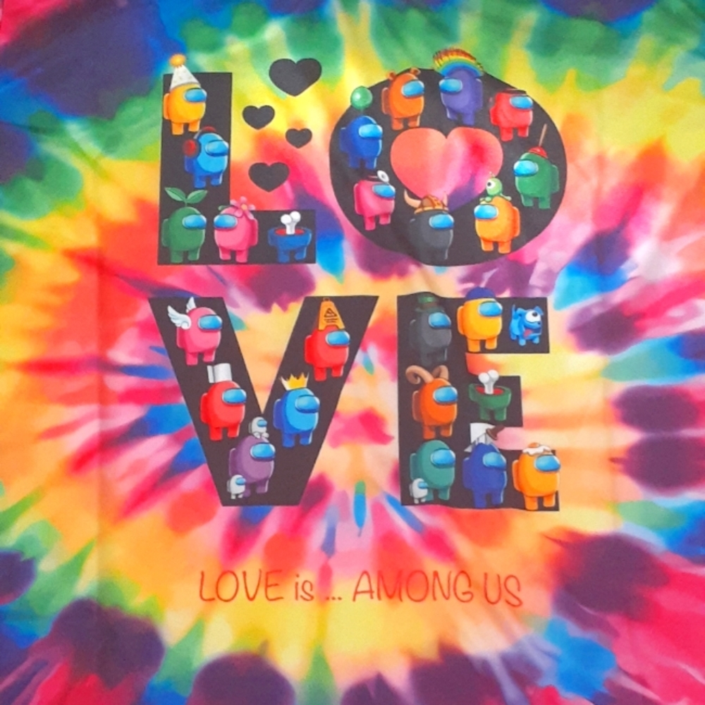 Among Us Vibrant Tie Dye Print TShirt New